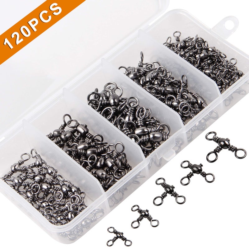 Shaddock Fishing 3 Way Swivels Fishing Kit 120pcs Heavy Duty Three Way Fishing Swivels Crossline Barrel Swivels Tackles T-Shape Fishing Line Connector Catfish Rig Triple Swivels for Saltwater Surf Fishing Rig - Image 4